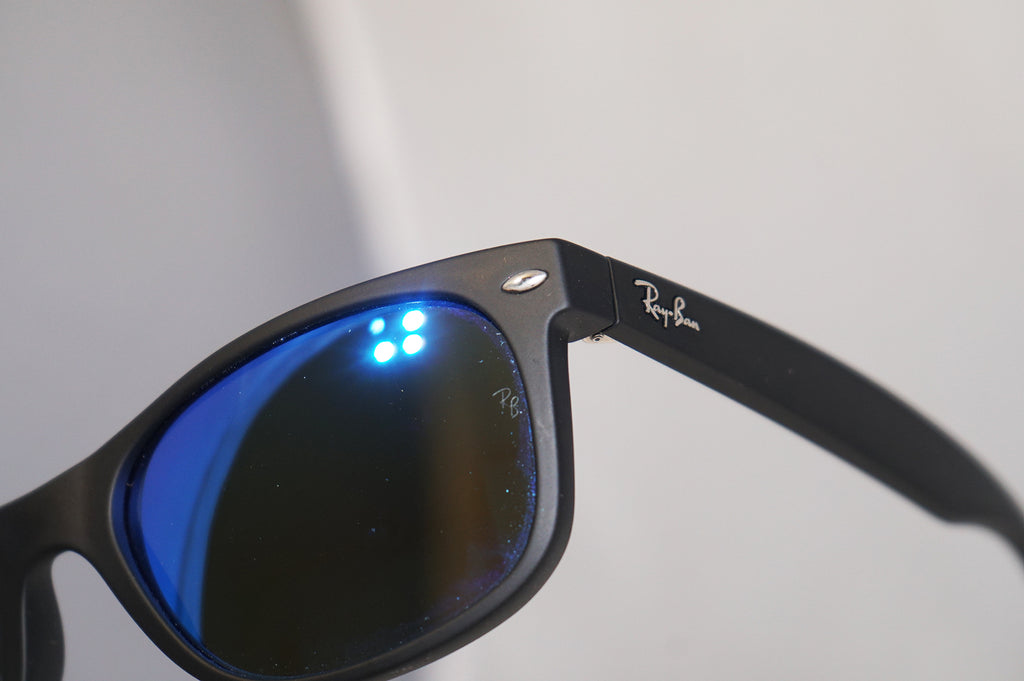 RAY-BAN Mens Designer Blue Mirror Sunglasses New Wayfarer RB 2132 622/17 15527