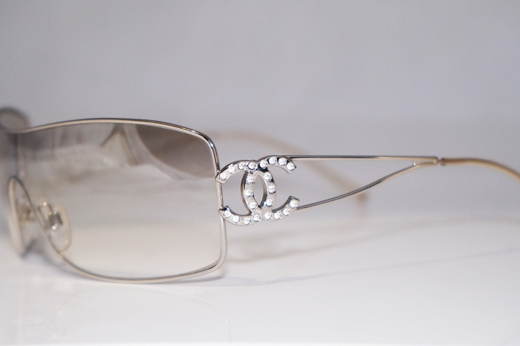 CHANEL Womens Designer Crystal Sunglasses Silver Shield 4072 C 232/7H 14636