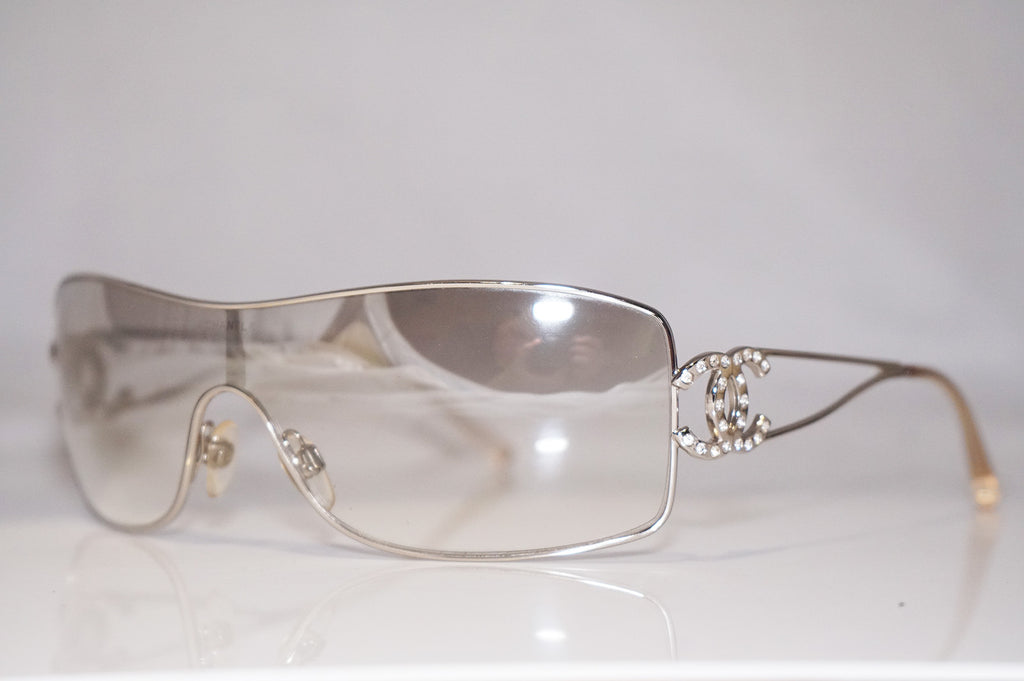 CHANEL Womens Designer Crystal Sunglasses Silver Shield 4072 C 232/7H 14636