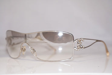 CHANEL Womens Designer Crystal Sunglasses Silver Shield 4072 C 232/7H 14636