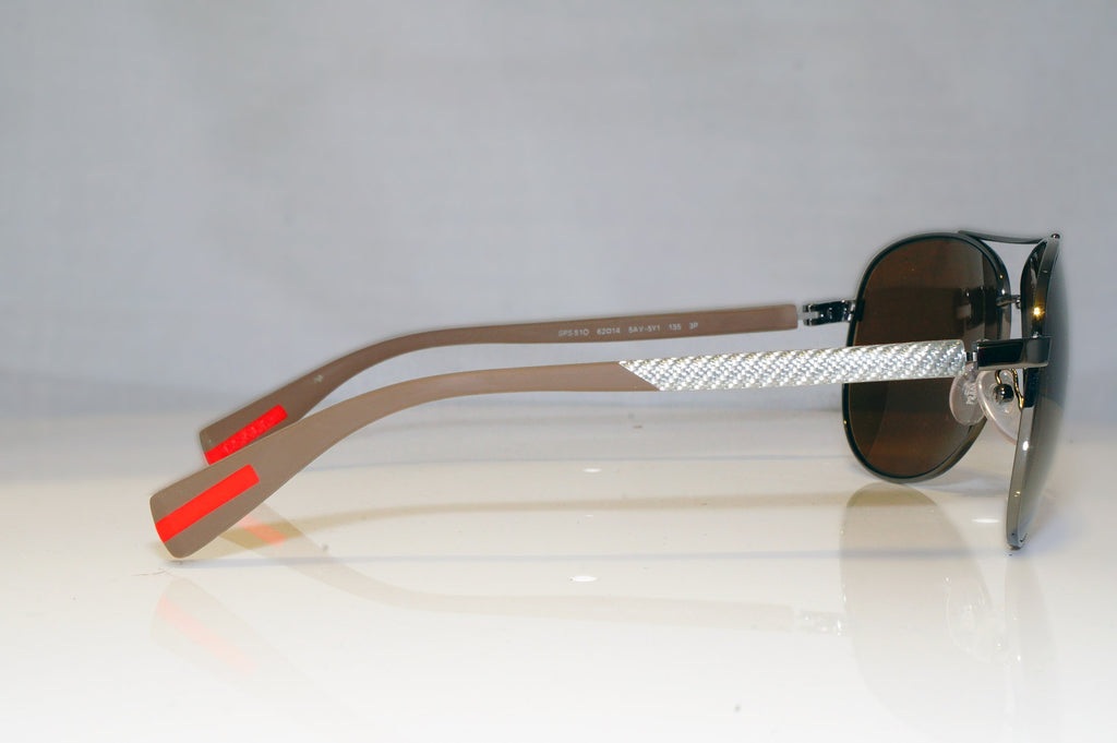 PRADA Mens Designer Sunglasses Brown Aviator SPS 51O 5AV-5Y1 15148