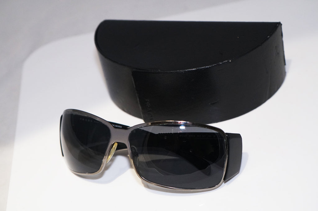 PRADA Mens Designer Polarized Sunglasses Black Square SPS 55H 5AV-5Z1 14698
