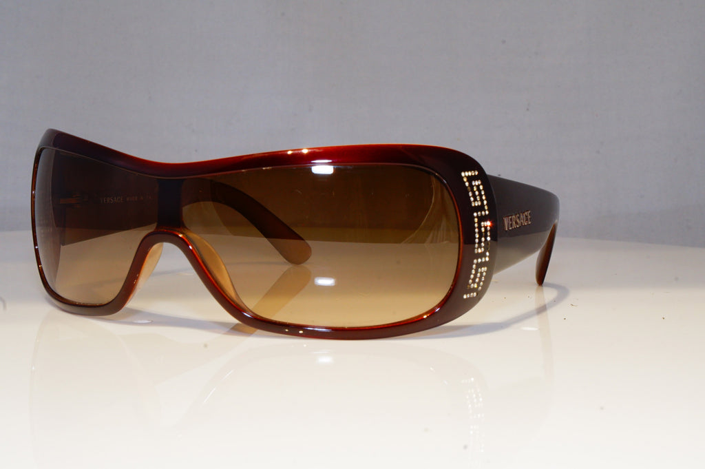 VERSACE Womens Diamante Designer Sunglasses Brown Wrap 4098-B 520/13 16709