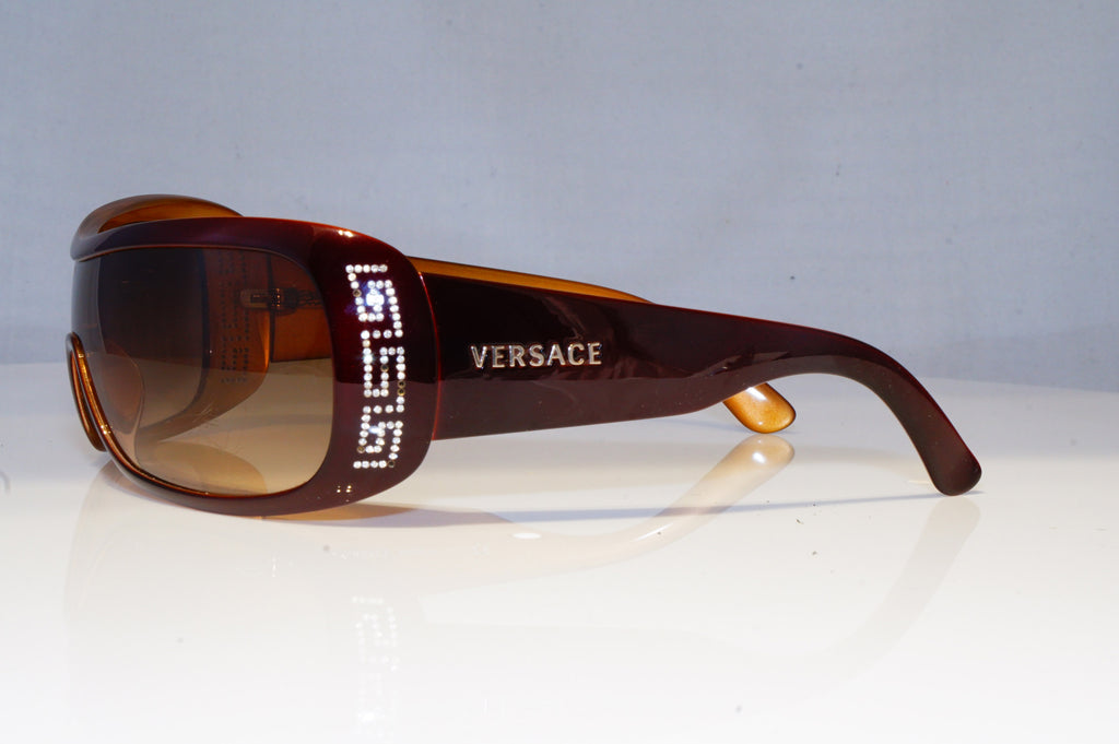 VERSACE Womens Diamante Designer Sunglasses Brown Wrap 4098-B 520/13 16709
