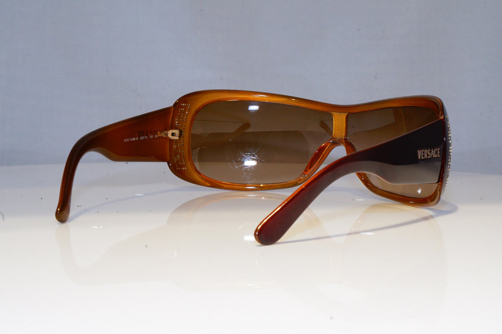 VERSACE Womens Diamante Designer Sunglasses Brown Wrap 4098-B 520/13 16709