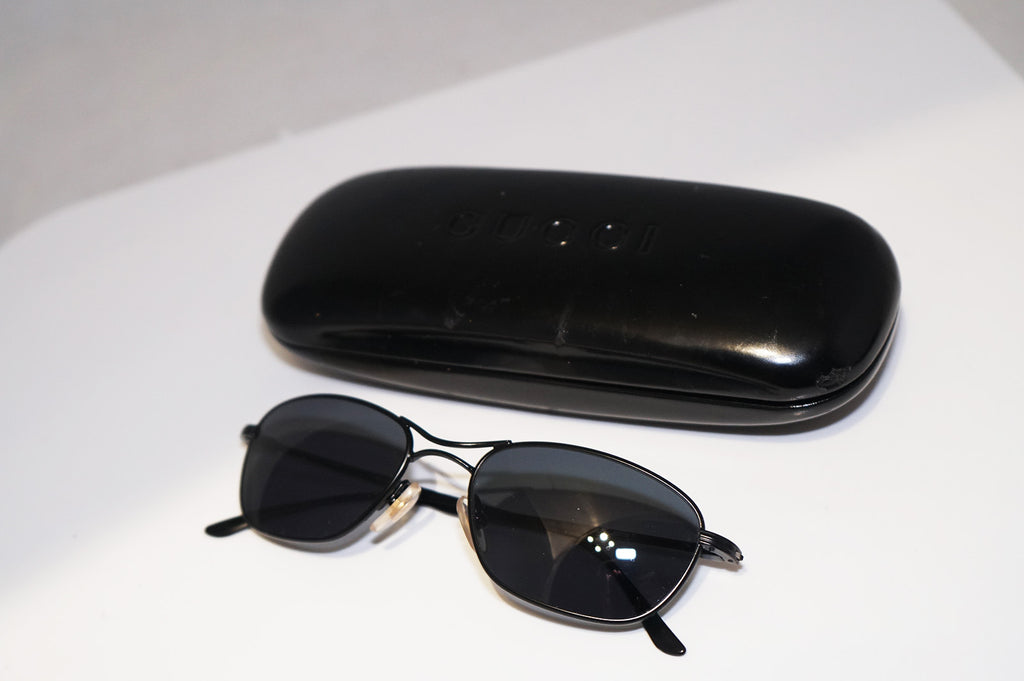 GUCCI 1990 Vintage Mens Designer Sunglasses Black Rectangle GG 1618 8ZB 14726