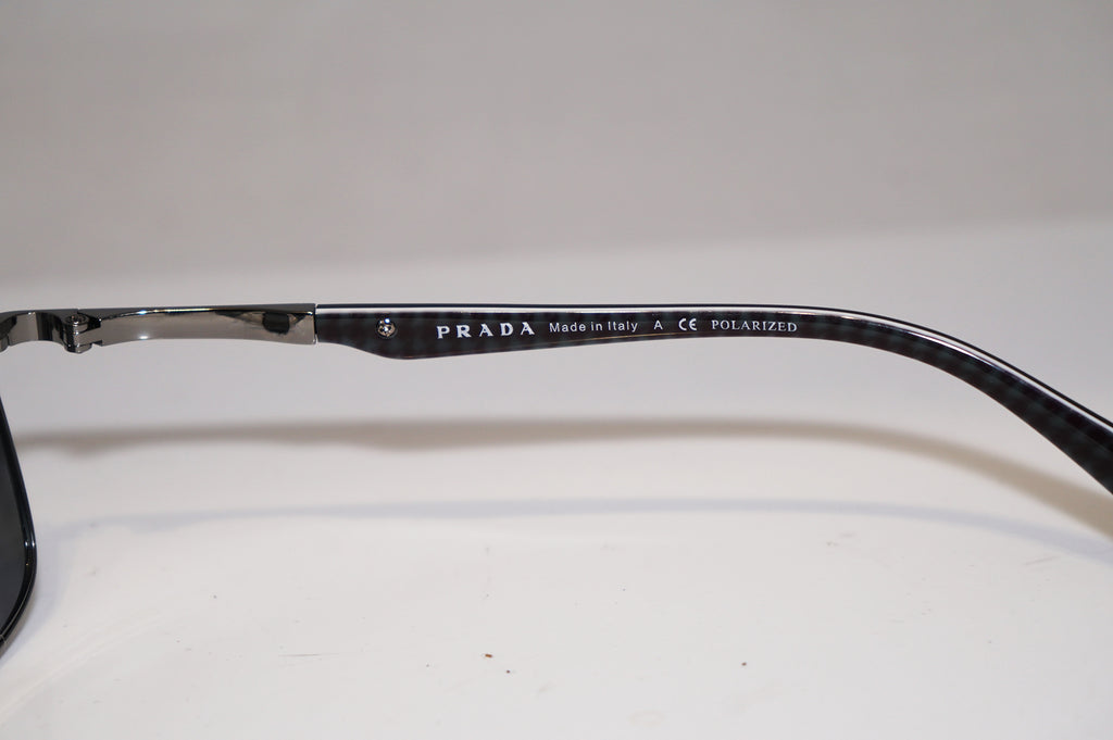 PRADA Mens Designer Polarized Sunglasses Black Rectangle SPR 50Q GAQ-5W1 15069