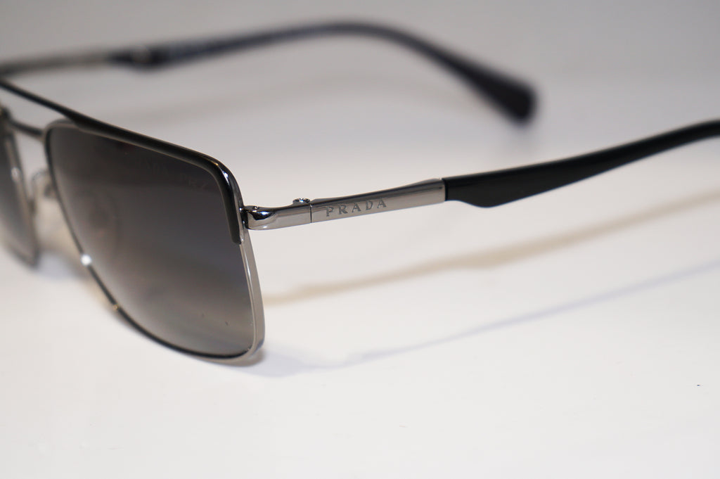 PRADA Mens Designer Polarized Sunglasses Black Rectangle SPR 50Q GAQ-5W1 15069