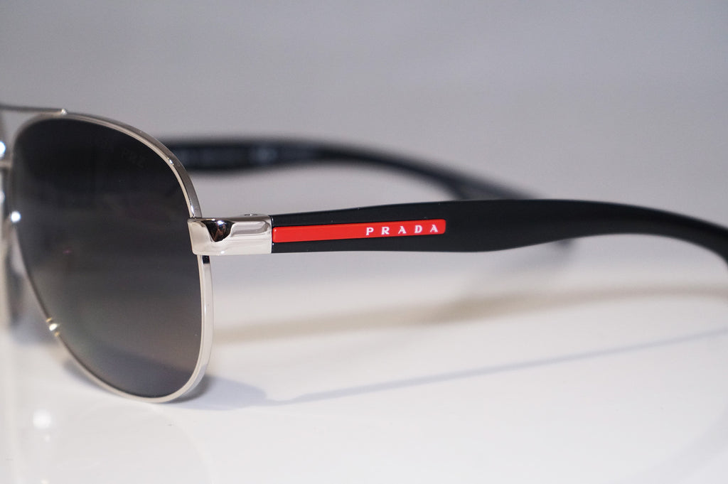 PRADA Mens Designer Polarized Sunglasses Silver Aviator SPS 53P 1BC-5W1 14696