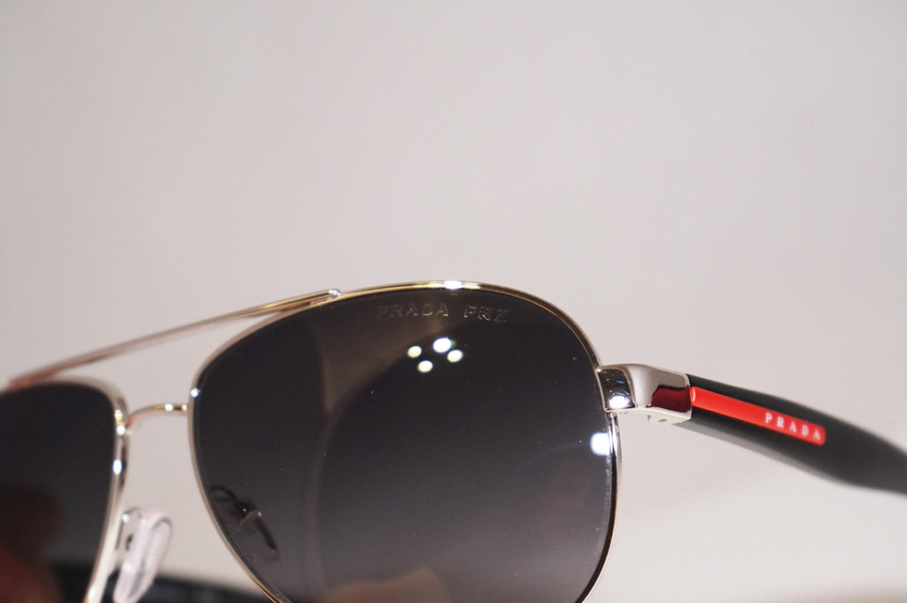 PRADA Mens Designer Polarized Sunglasses Silver Aviator SPS 53P 1BC-5W1 14696