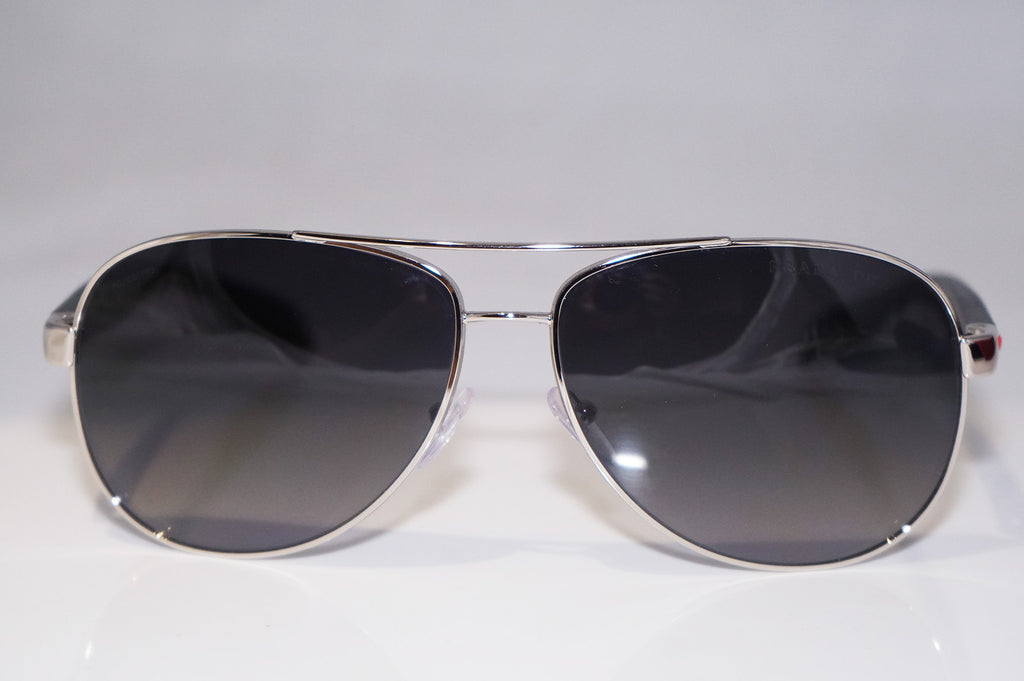 PRADA Mens Designer Polarized Sunglasses Silver Aviator SPS 53P 1BC-5W1 14696