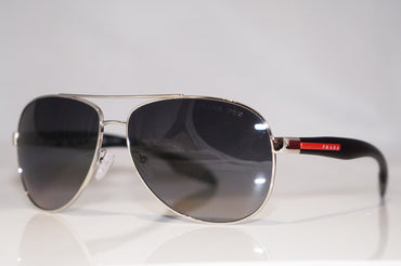 PRADA Mens Designer Polarized Sunglasses Silver Aviator SPS 53P 1BC-5W1 14696