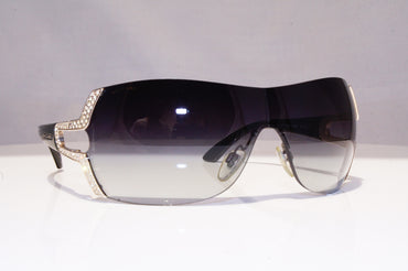 BVLGARI Womens Diamante Designer Sunglasses Black Shield 6038-B 102/8G 18490