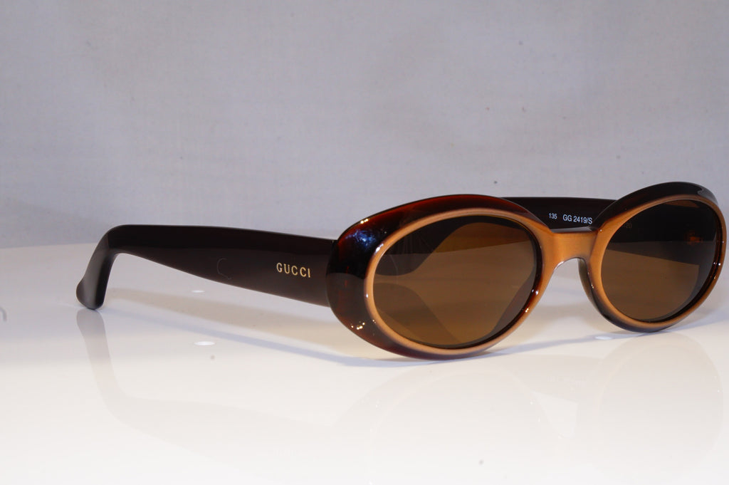 GUCCI Womens Vintage 1990 Designer Sunglasses Brown Oval GG 2419 7HH 19411