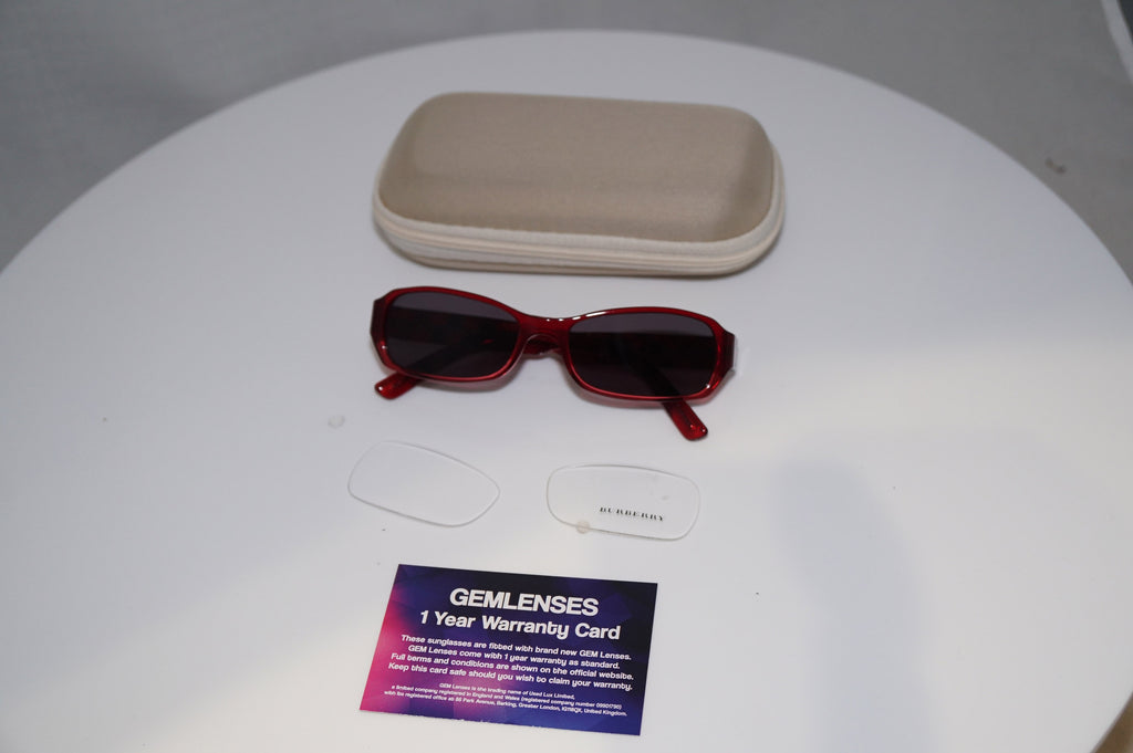 BURBERRY Mens Womens Unisex Designer Sunglasses Red Rectangle 2082 3260 12145
