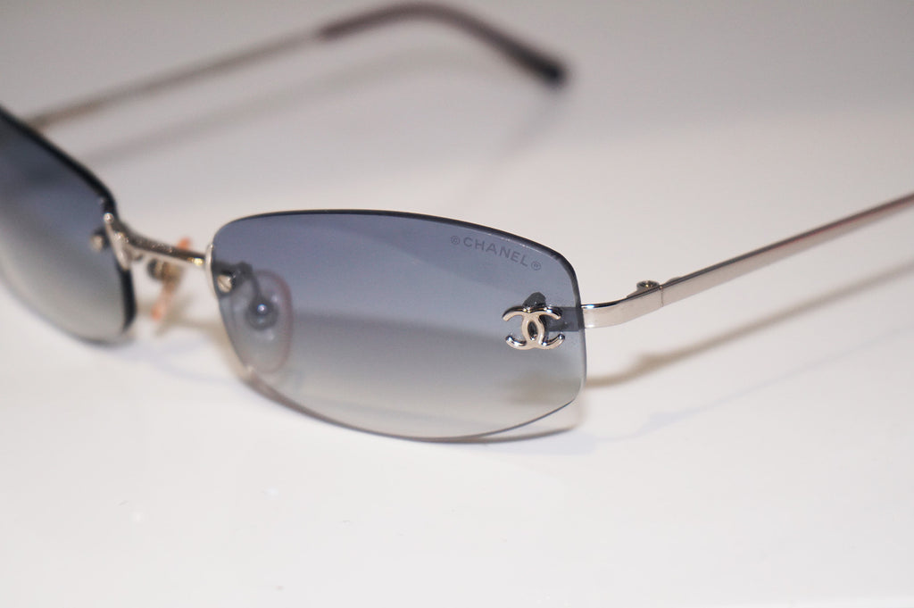 CHANEL Vintage Womens Designer Sunglasses Silver Rectangle 4002 C124/55 14707