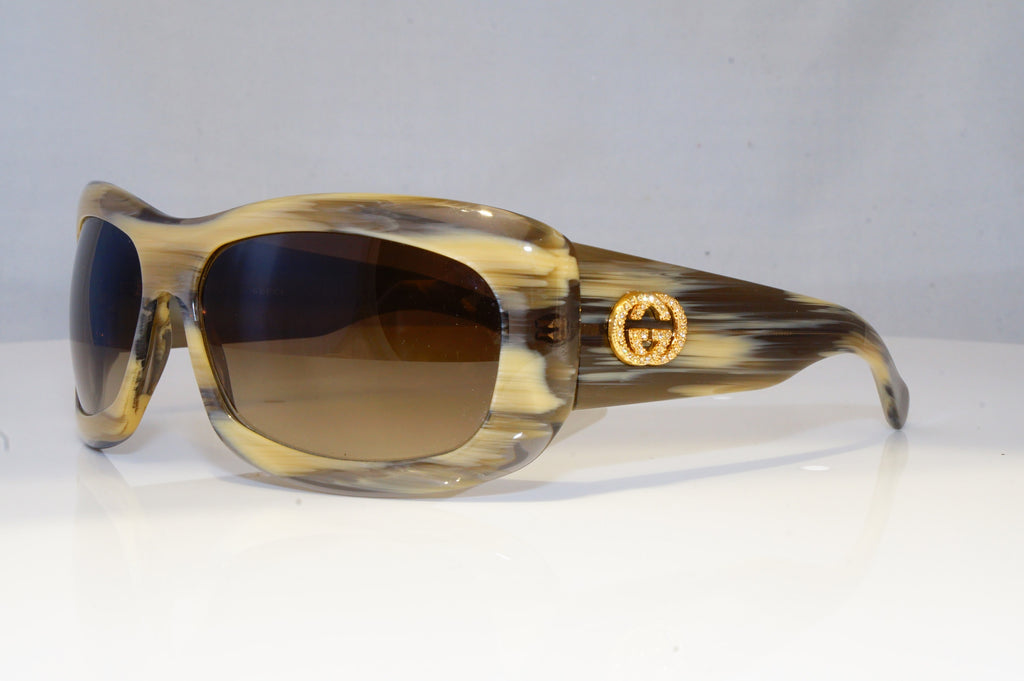 GUCCI Womens Diamante Designer Sunglasses Brown Rectangle GG 2971 DPQCC 20397