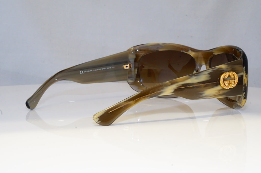 GUCCI Womens Diamante Designer Sunglasses Brown Rectangle GG 2971 DPQCC 20397