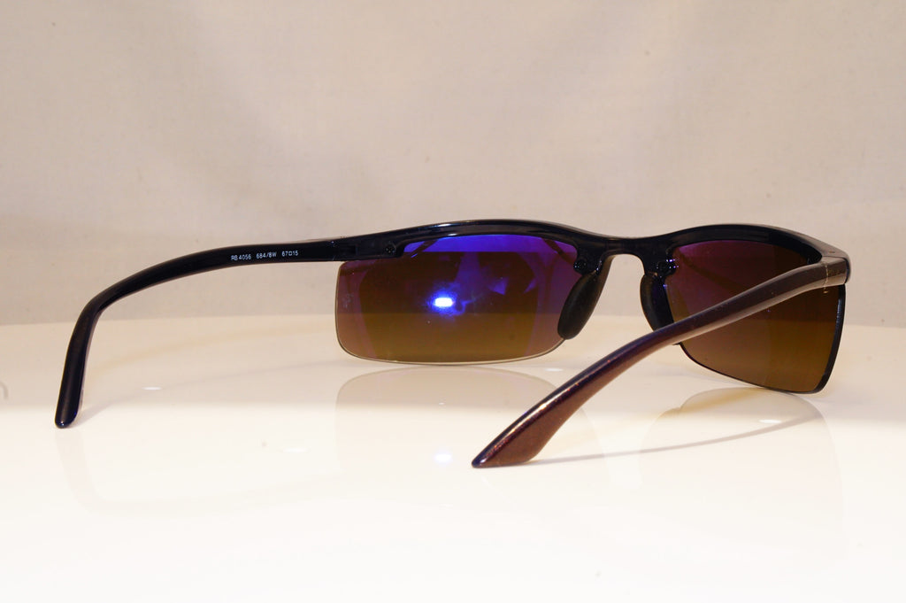 RAY-BAN Mens Mirror Designer Sunglasses Brown Wrap RB 4056 684/8W 18478