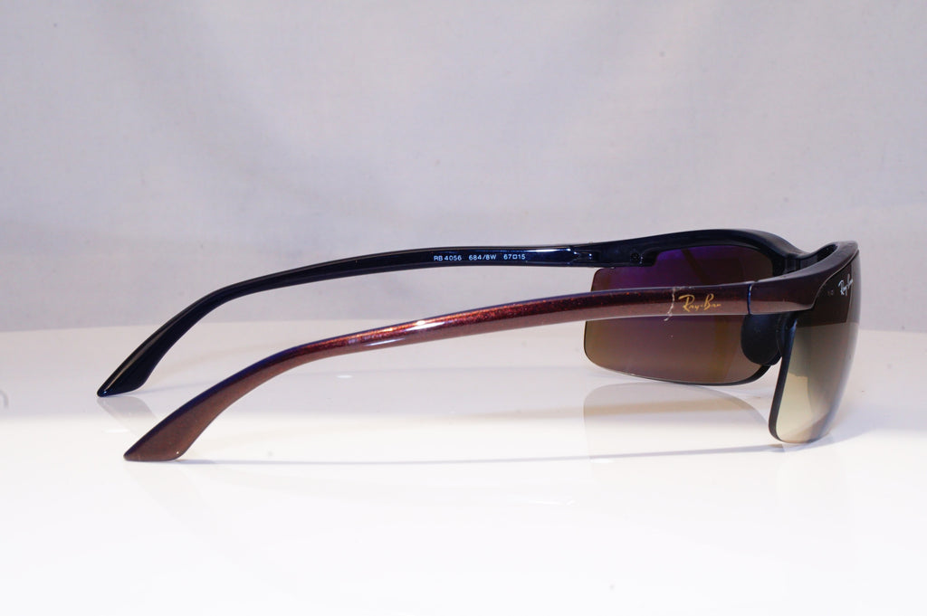 RAY-BAN Mens Mirror Designer Sunglasses Brown Wrap RB 4056 684/8W 18478