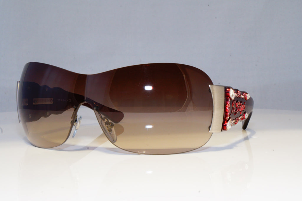 BVLGARI Womens Diamante Designer Sunglasses Burgundy Shield 6034-B 5038/13 19323