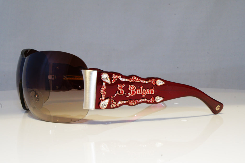 BVLGARI Womens Diamante Designer Sunglasses Burgundy Shield 6034-B 5038/13 19323