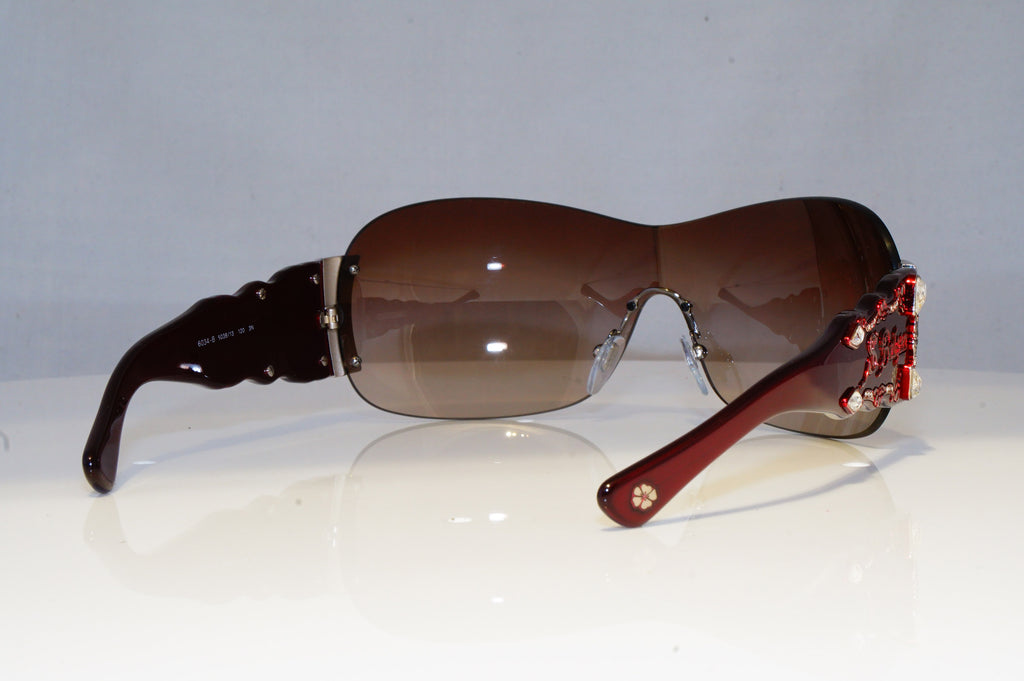 BVLGARI Womens Diamante Designer Sunglasses Burgundy Shield 6034-B 5038/13 19323