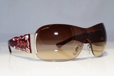 BVLGARI Womens Diamante Designer Sunglasses Burgundy Shield 6034-B 5038/13 19323
