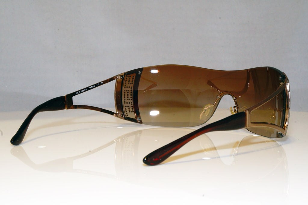VERSACE Womens Diamante Designer Sunglasses Brown Shield 2058-B 1169/13 17455