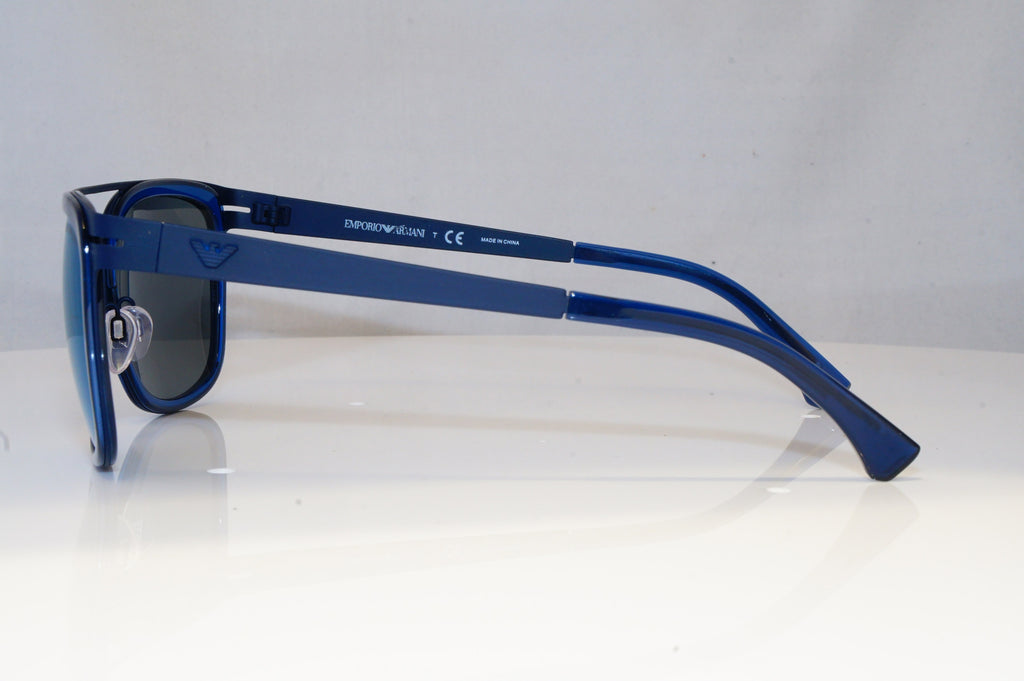 EMPORIO ARMANI Mens Mirror Designer Sunglasses Blue Square EA 2030 3102/55 19390