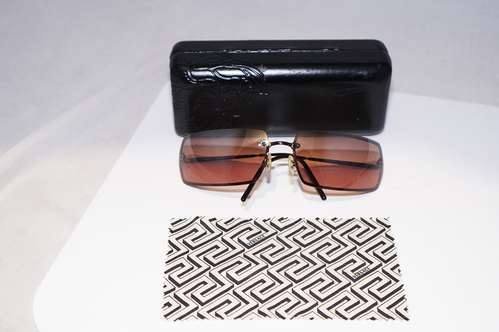 VERSACE Vintage Mens Designer Sunglasses Brown Wrap MOD 2003 1006/6U 14780