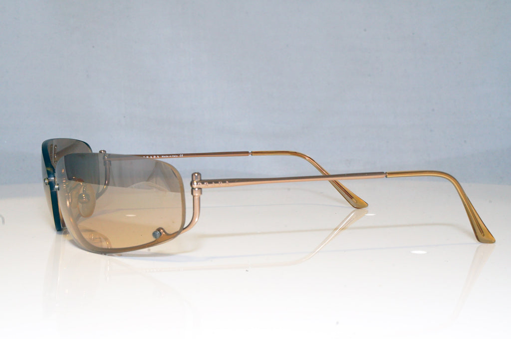 PRADA Womens Unisex Designer Sunglasses Gold Rectangle SPR 50D 8AD-5L1 17443
