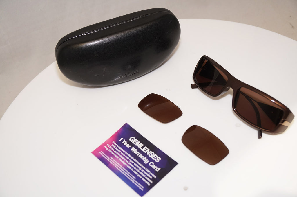 PRADA Mens Designer Sunglasses Brown Rectangle SPR 22I 7BG-6S1 16916
