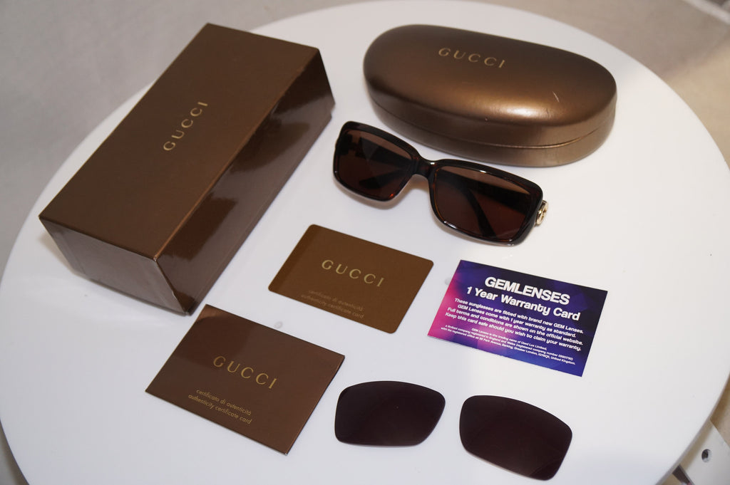 GUCCI Womens Boxed Designer Sunglasses Brown Rectangle GG 3111 CMFEJ 16753