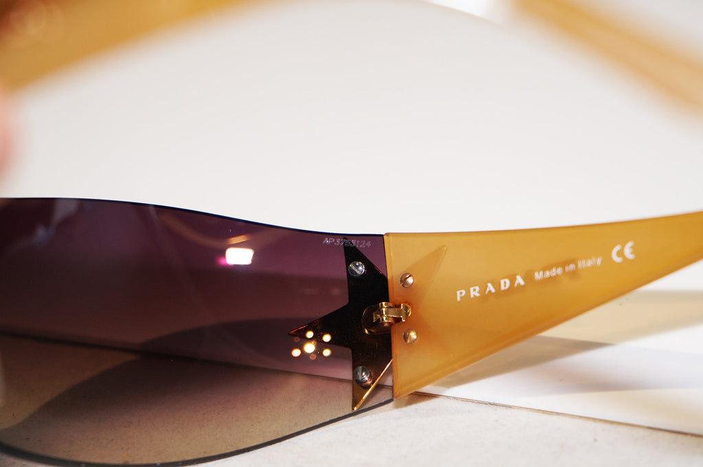 PRADA Mens Unisex Designer Star Sunglasses Brown Shield SPR 72G 5AK-6S1 14715