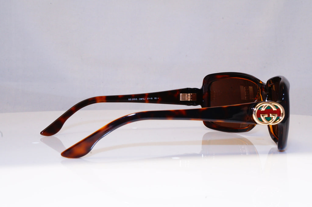 GUCCI Womens Boxed Designer Sunglasses Brown Rectangle GG 3111 CMFEJ 16753