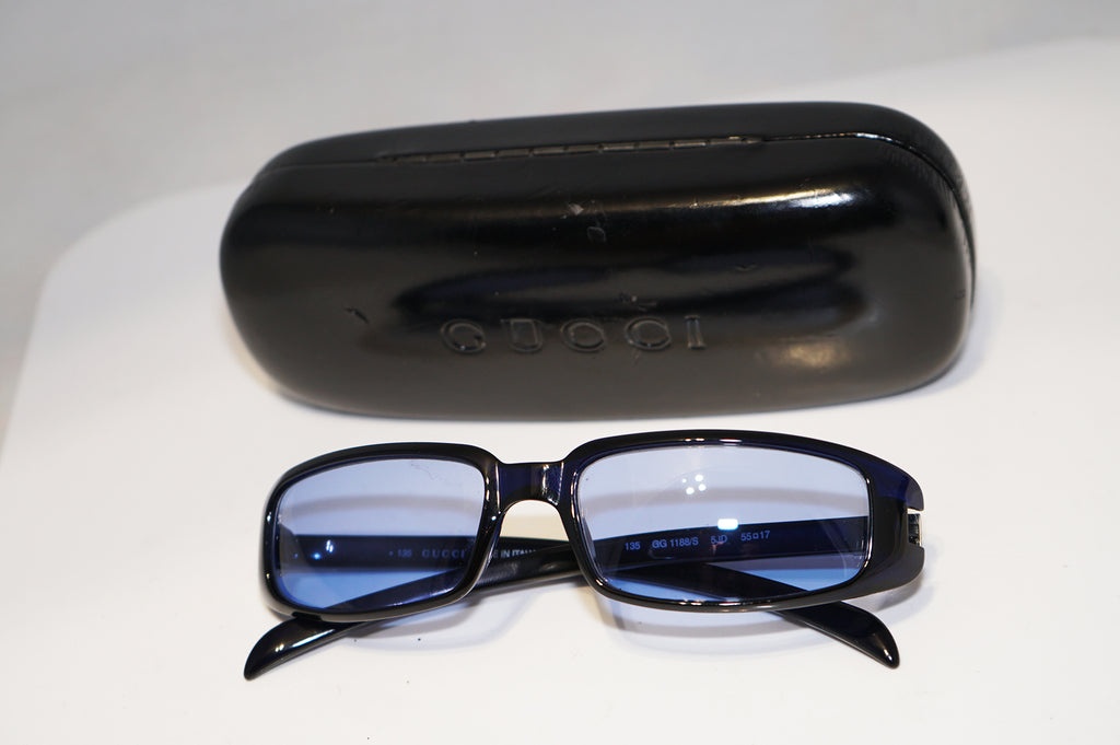 GUCCI 1990 Vintage Mens Designer Sunglasses Blue Rectangle GG 1188 5JD 15991