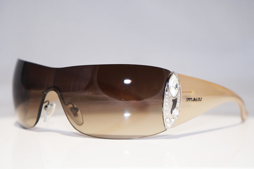 BVLGARI Womens Designer Crystal Sunglasses Beige Shield 8026 965/13 14675