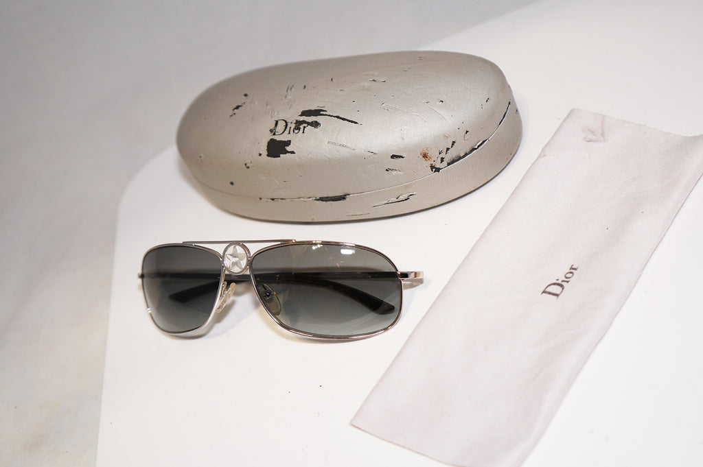 DIOR Vintage Womens Designer Sunglasses Silver Aviator HIPPY 2 YB7ZR 15893