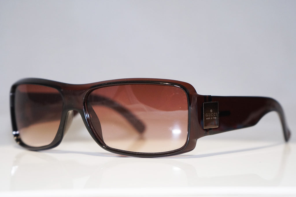 GUCCI Vintage Mens Unisex Designer Sunglasses Brown Rectangle GG1563 REMS2 14657