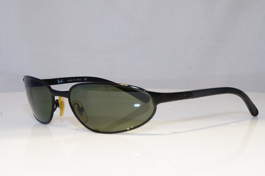 RAY-BAN Mens Vintage Designer Sunglasses Black Rectangle FLIGHT W3163 BLK 20516