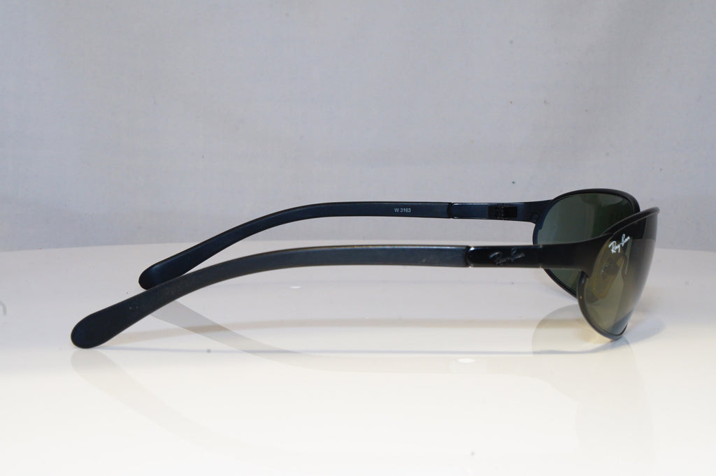 RAY-BAN Mens Vintage Designer Sunglasses Black Rectangle FLIGHT W3163 BLK 20516