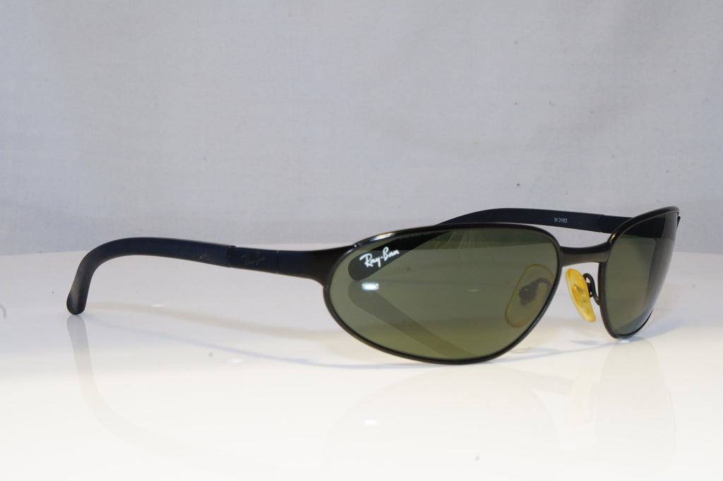 RAY-BAN Mens Vintage Designer Sunglasses Black Rectangle FLIGHT W3163 BLK 20516