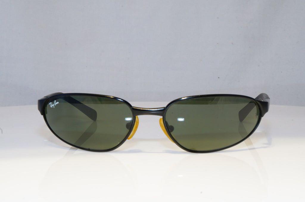 RAY-BAN Mens Vintage Designer Sunglasses Black Rectangle FLIGHT W3163 BLK 20516