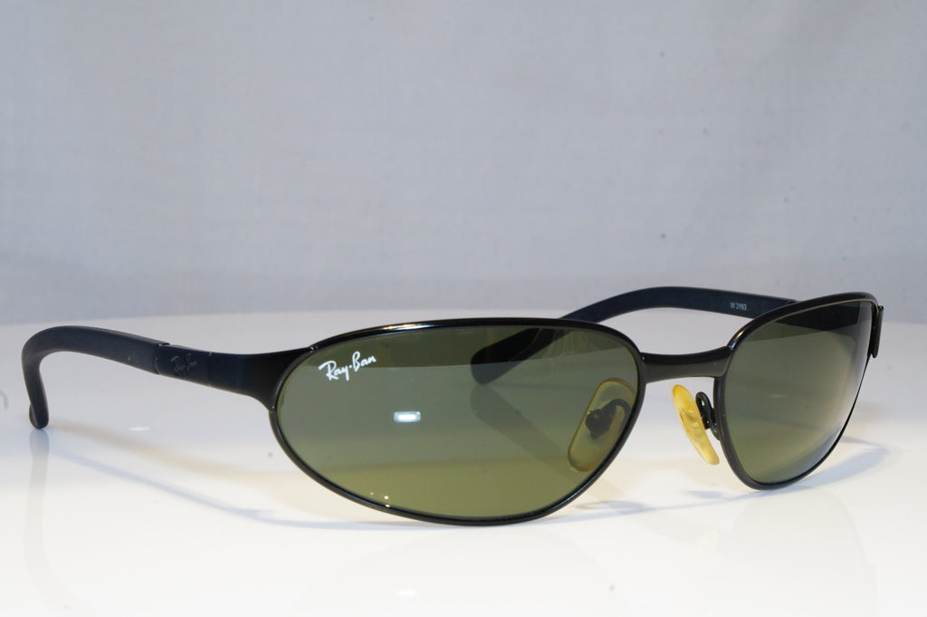 RAY-BAN Mens Vintage Designer Sunglasses Black Rectangle FLIGHT W3163 BLK 20516
