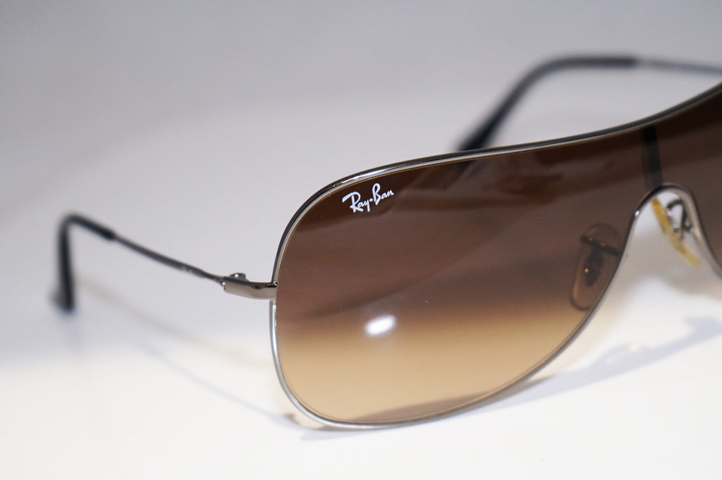 RAY-BAN Vintage Mens Designer Sunglasses Silver Shield RB 3211 004/13 14841