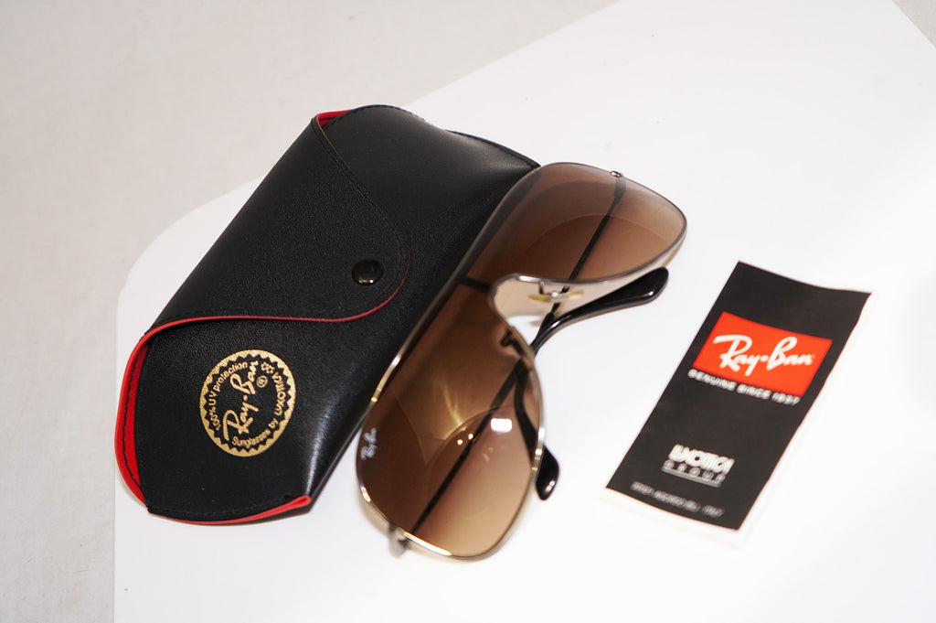 RAY-BAN Vintage Mens Designer Sunglasses Silver Shield RB 3211 004/13 14841
