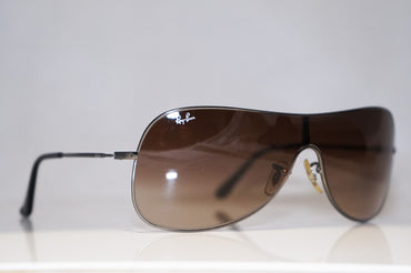 RAY-BAN Vintage Mens Designer Sunglasses Silver Shield RB 3211 004/13 14841