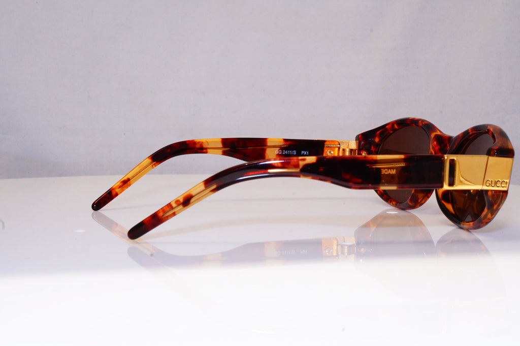 GUCCI Mens Vintage 1990 Designer Sunglasses Brown Rectangle GG 2411 PX1 17326