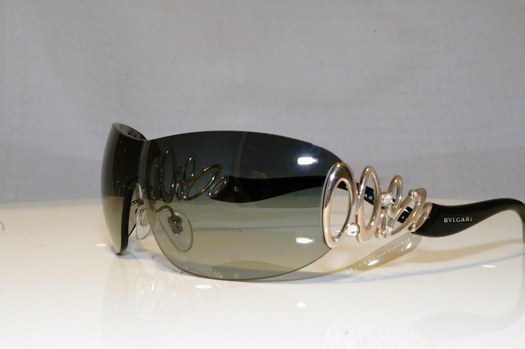 BVLGARI Womens Diamante Designer Sunglasses Black Shield 6029-B 102/8G 17306